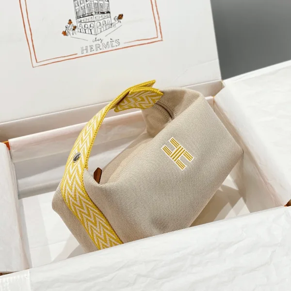 Hermès Bride A Brac PM Clutch Bag Yellow Fabric 12x20x10cm product view 1