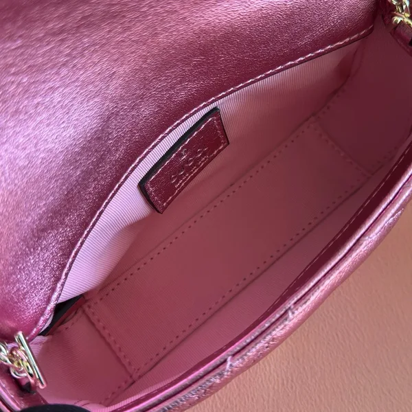Gucci GG Marmont Bag 16 In Metallic Pink Lambskin product view 6