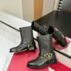 Valentino Women Black Leather Mid-Calf Boots product view 5