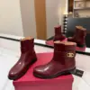 Valentino Women Burgundy Leather Ankle Boots product view 6