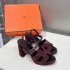 Hermès Women Burgundy Suede Heels product view 3