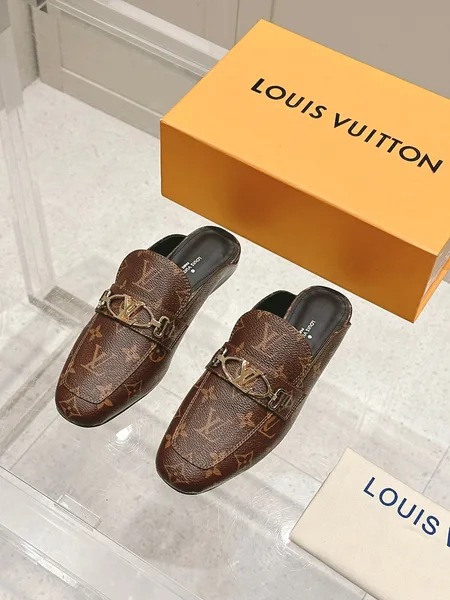 Louis Vuitton Women Brown Leather Mules product photo