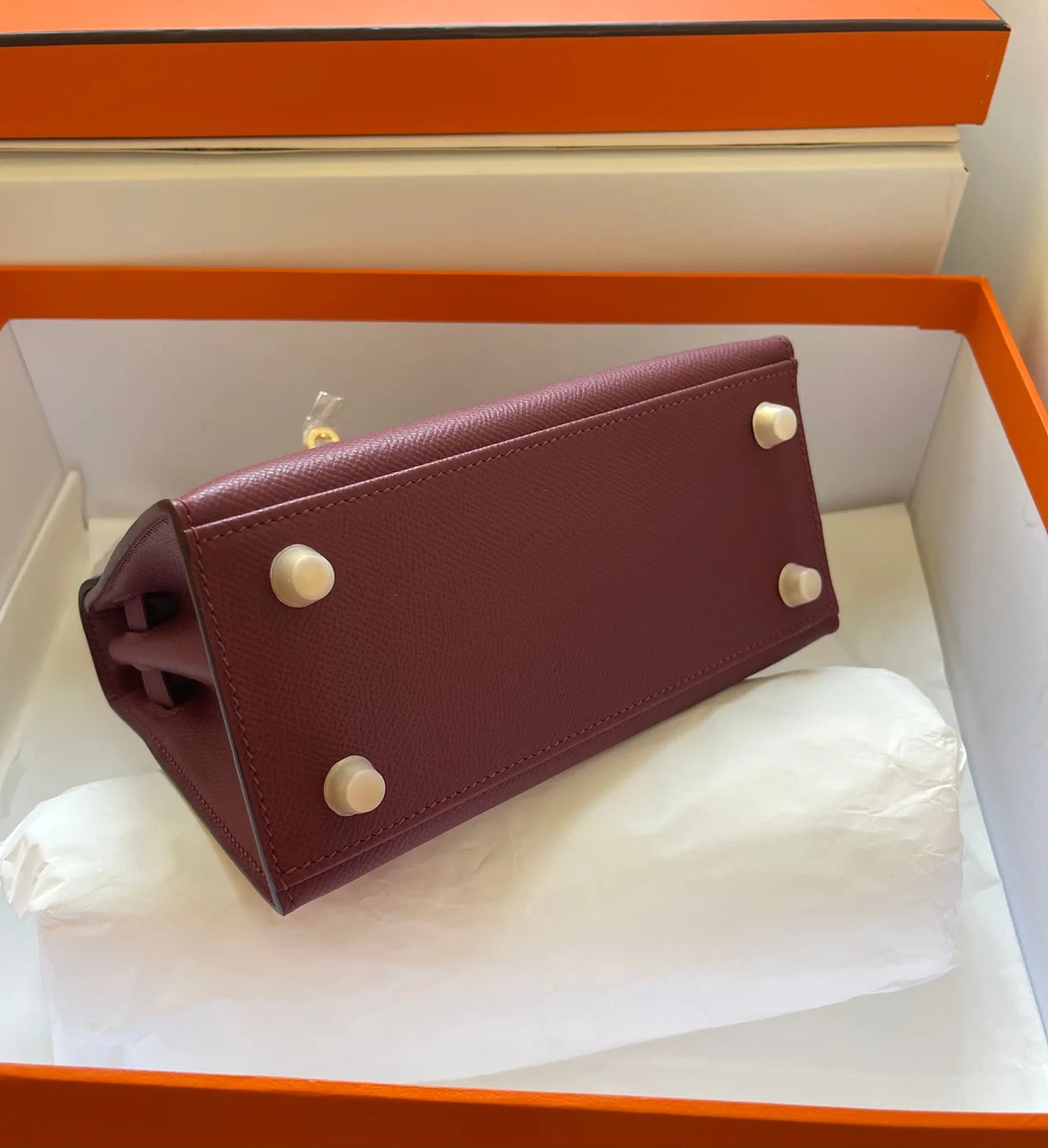 Hermès Mini 20 Bag In Garnet Red With Gold Hardware product view 5