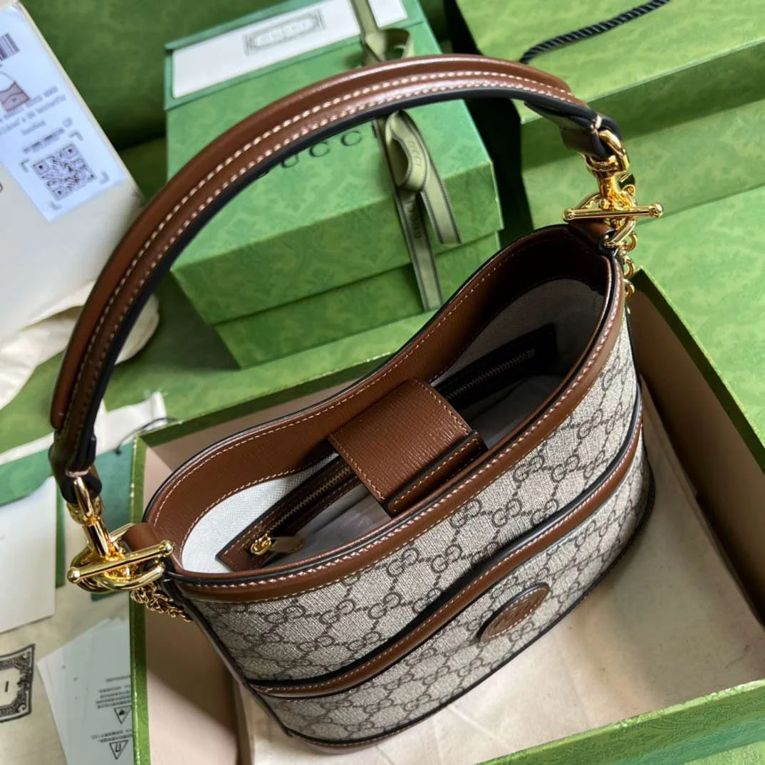 Gucci Handle Women’s Cowhide Handbag with Gc Logo Pattern 25x21cm product view 6