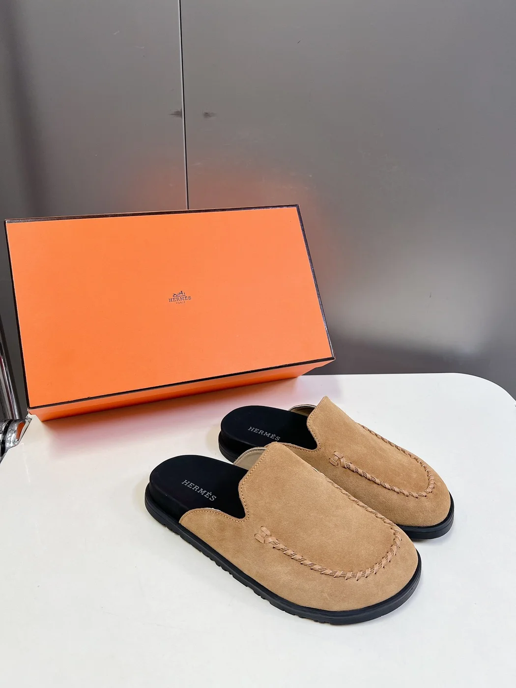 Hermès Women Tan Suede Slip On Mules product view 5