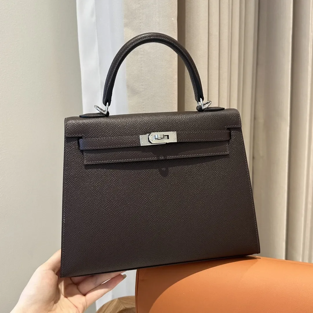Hermès Kelly 25 Epsom Ebene Silver Hardware Bag