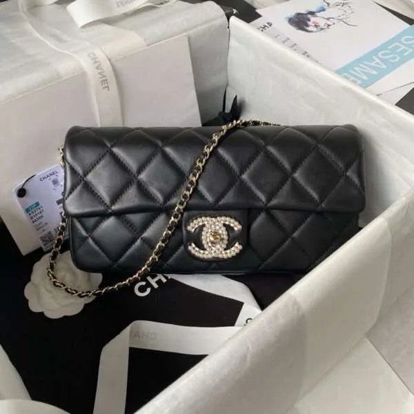 Chanel With Lock Pearl Handbags Black Demi Handle 26× .5x4cm product view 1