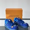 Louis Vuitton Men Blue Fabric Embellished Sneakers product view 5