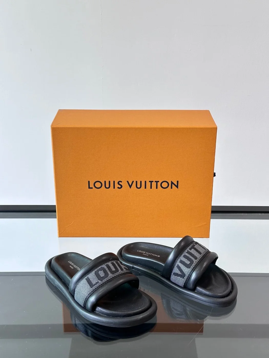 Louis Vuitton Men Black Fabric Strap Slide Sandals product view 5