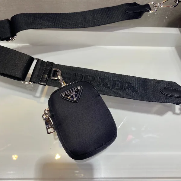 Prada Small Flap Bag 21 In Black Triangular Quilted Pattern Re-Nylon product view 3