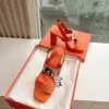 Hermès Women Orange Leather Sandals product view 4