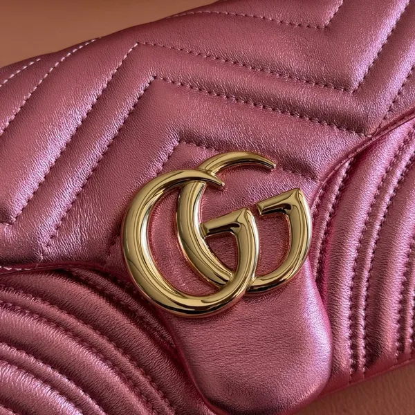 Gucci GG Marmont Bag 22 In Metallic Pink Lambskin product view 8