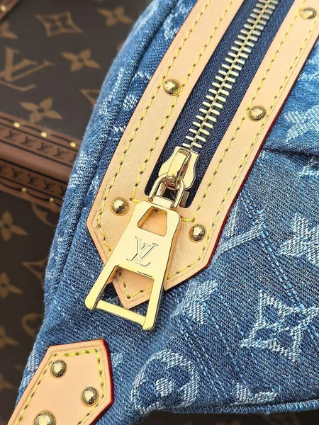 Louis Vuitton 25S Bumbag 38 In Blue Monogram Denim Leather Trim Gold Hardware Bag product view 8