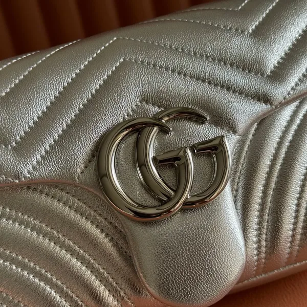 Gucci GG Marmont Bag 26 In Silver Lambskin product view 4