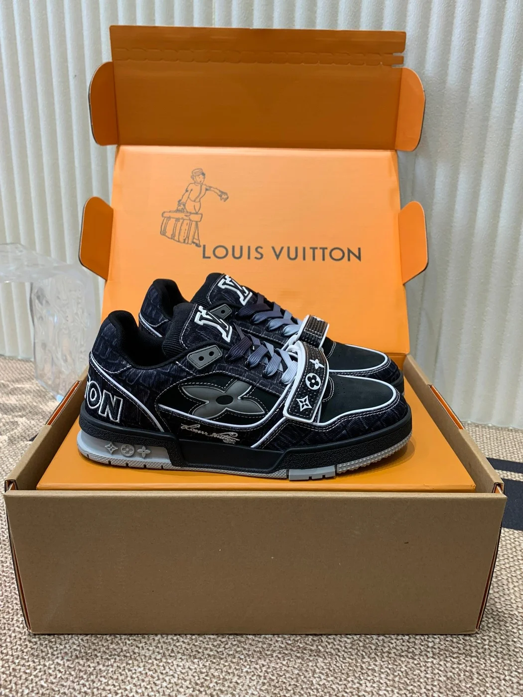 Louis Vuitton Women Black Fabric Sneakers product view 3