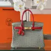 Hermès Birkin Crocodile Leather Gray and Red Custom Made Bag product view 7