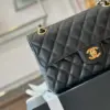 Chanel Classic Handbags With Lock Gold Black Leather 23 cm product view 2