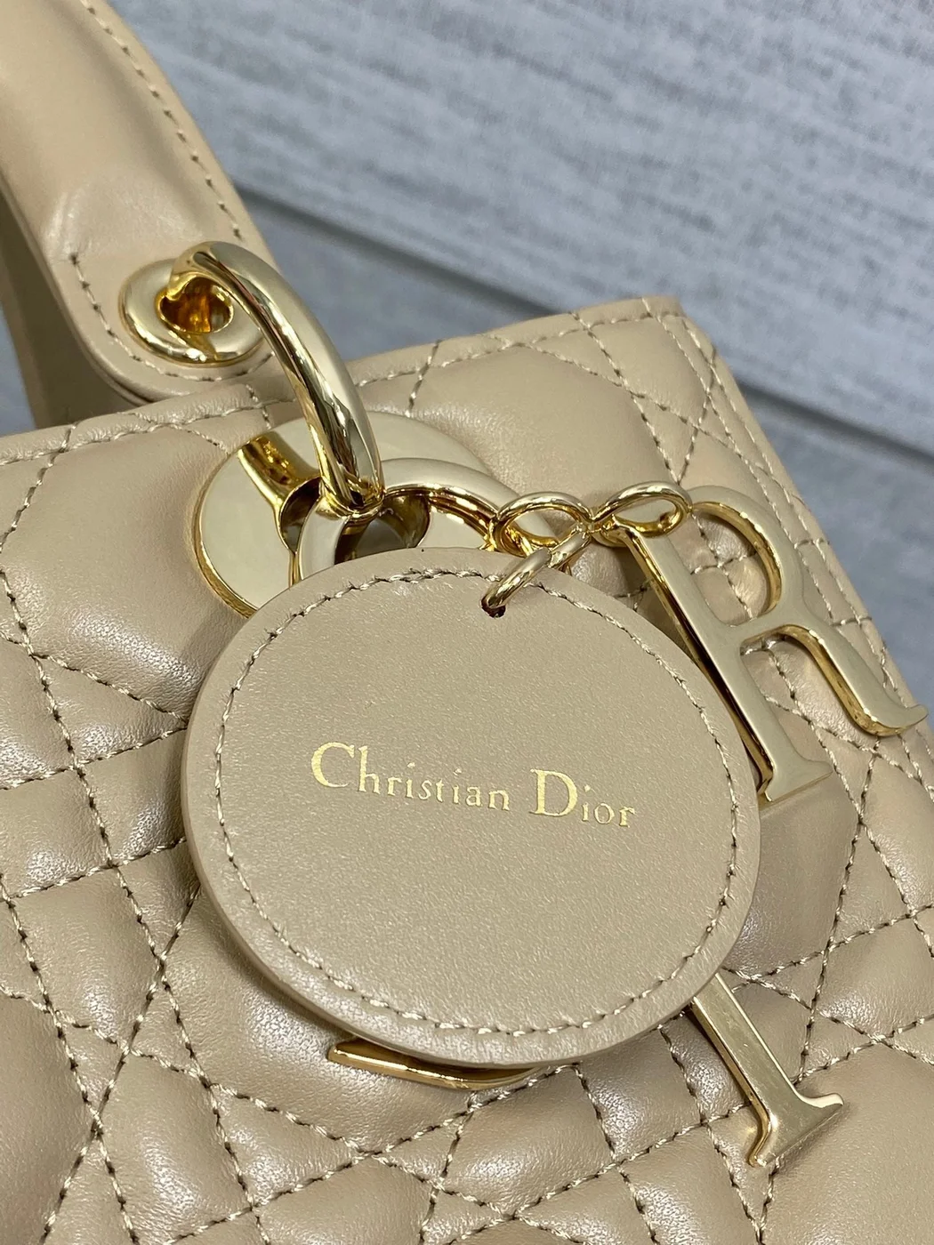 Dior Medium Lady Bag 24 In Powder Beige Gold Hardware product view 6