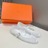 Hermès Women White Mesh Leather Mary Jane Flats product view 5