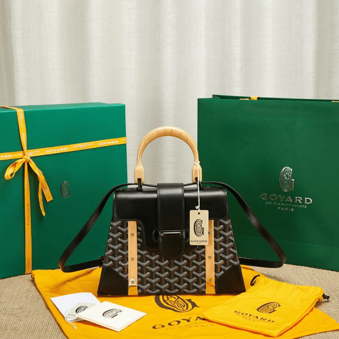 Goyard Saigon Black Handbag With Wooden Handle 28 cm product view 1