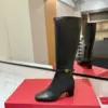 Valentino Women Black Leather Knee High Boots product view 5
