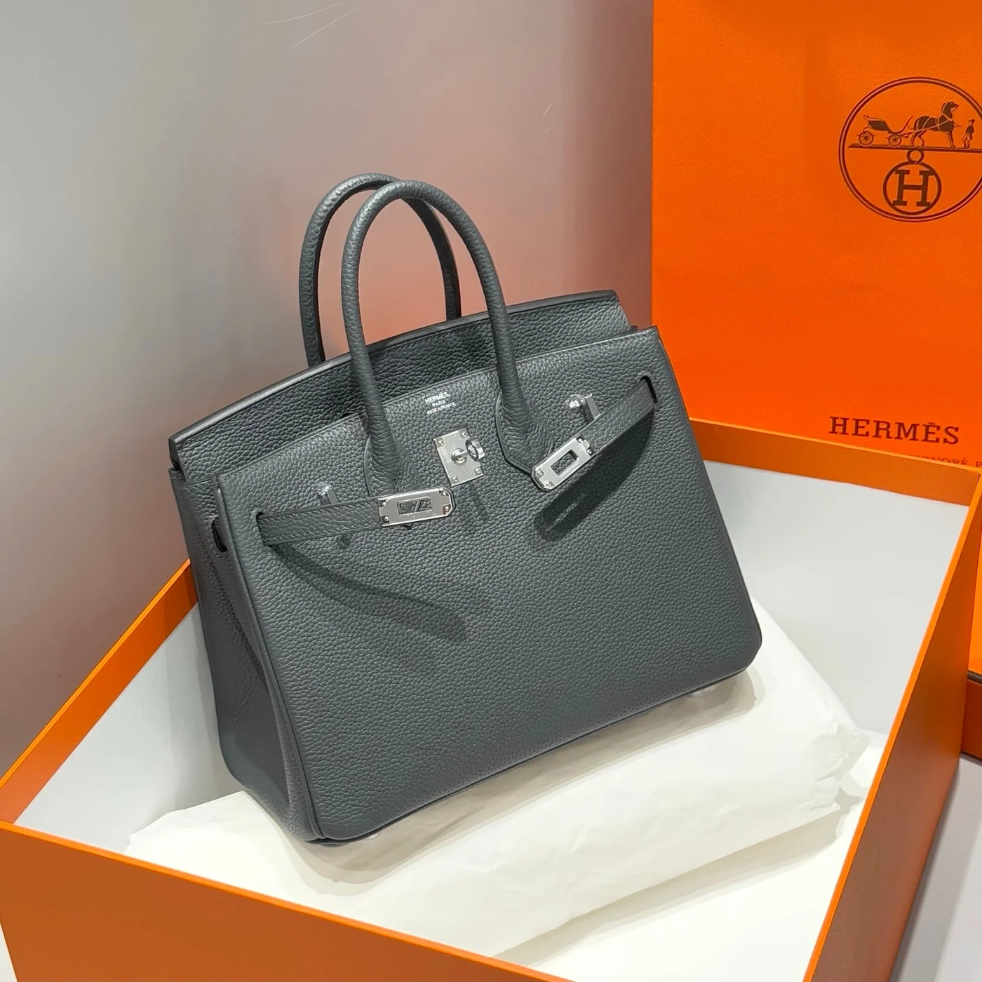 Hermès Birkin 25 In Charcoal Gray Silver Hardware Bag product view 2