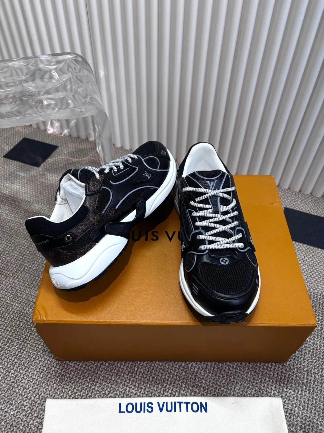 Louis Vuitton Women Black Mesh Leather Sneakers product view 5