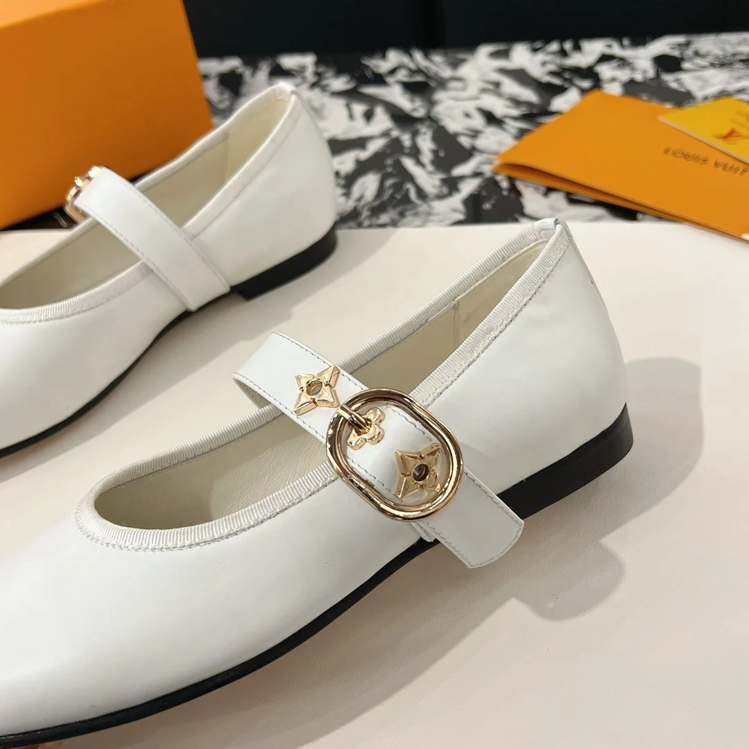 Louis Vuitton Women White Leather Mary Jane Loafers product view 2