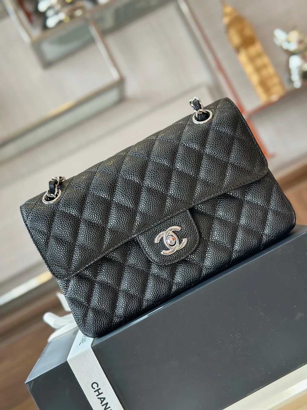 Chanel Classic Flap Small Black Silver Hardware 23 cm Bag product view 2