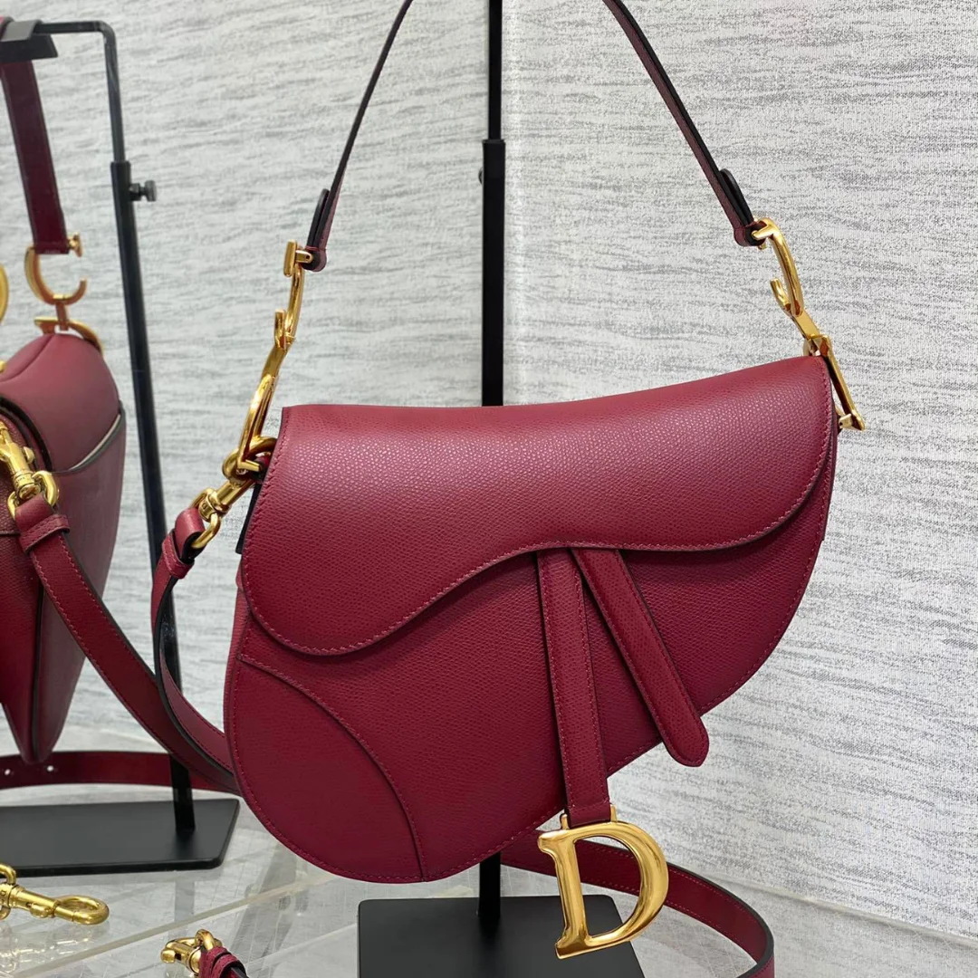 Dior Saddle Bag in Red Gold Hardware