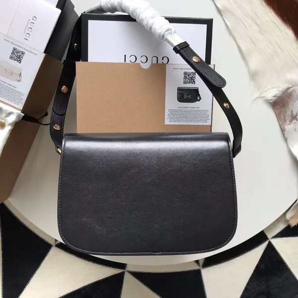 Gucci 1955 Horsebit Handbag Black Smooth Leather 25 cm product view 2
