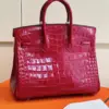 Hermès Birkin 25 Red Crocodile Leather Palladium Hardware Bag product view 8