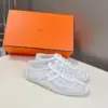 Hermès Women White Mesh Leather Sneakers product view 3
