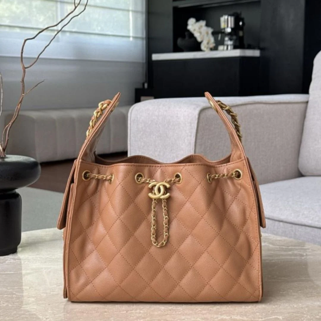 Chanel Small 25 Bag in Caramel Caviar Leather product view 1
