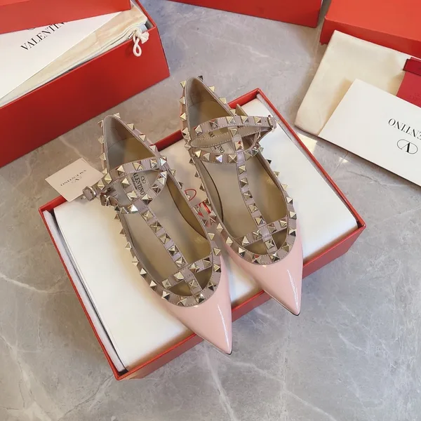 Valentino Women Pink Patent Leather Studded Flats product photo