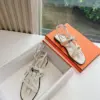 Hermès Women White Leather Strappy Sandals product view 4