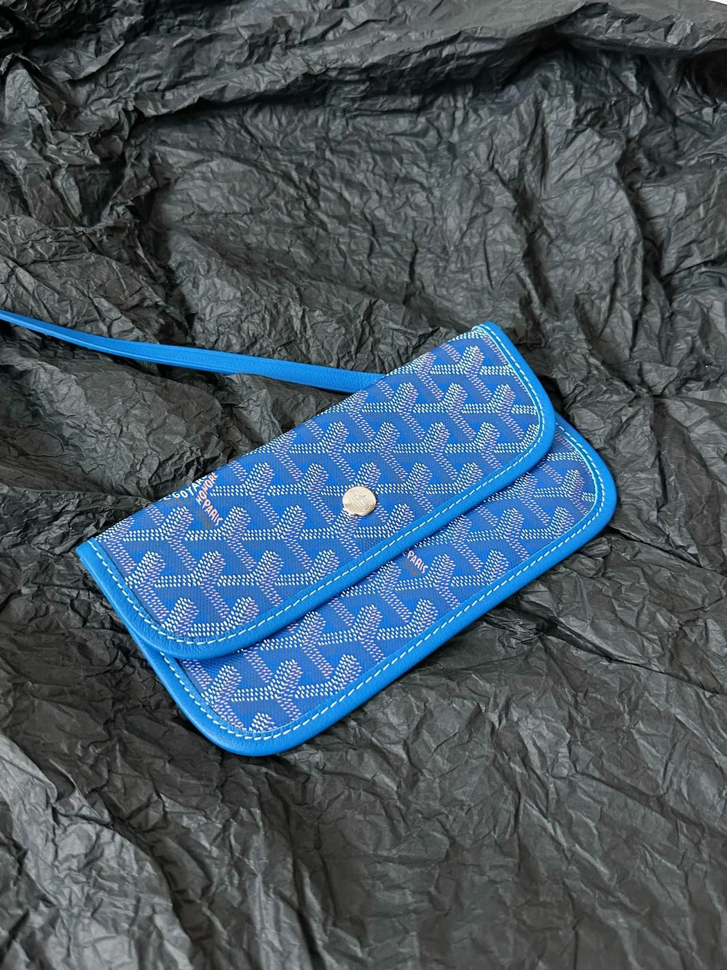 Goyard Blue Goyardine Canvas Chevroches Calfskin Saint Louis PM Tote product view 2