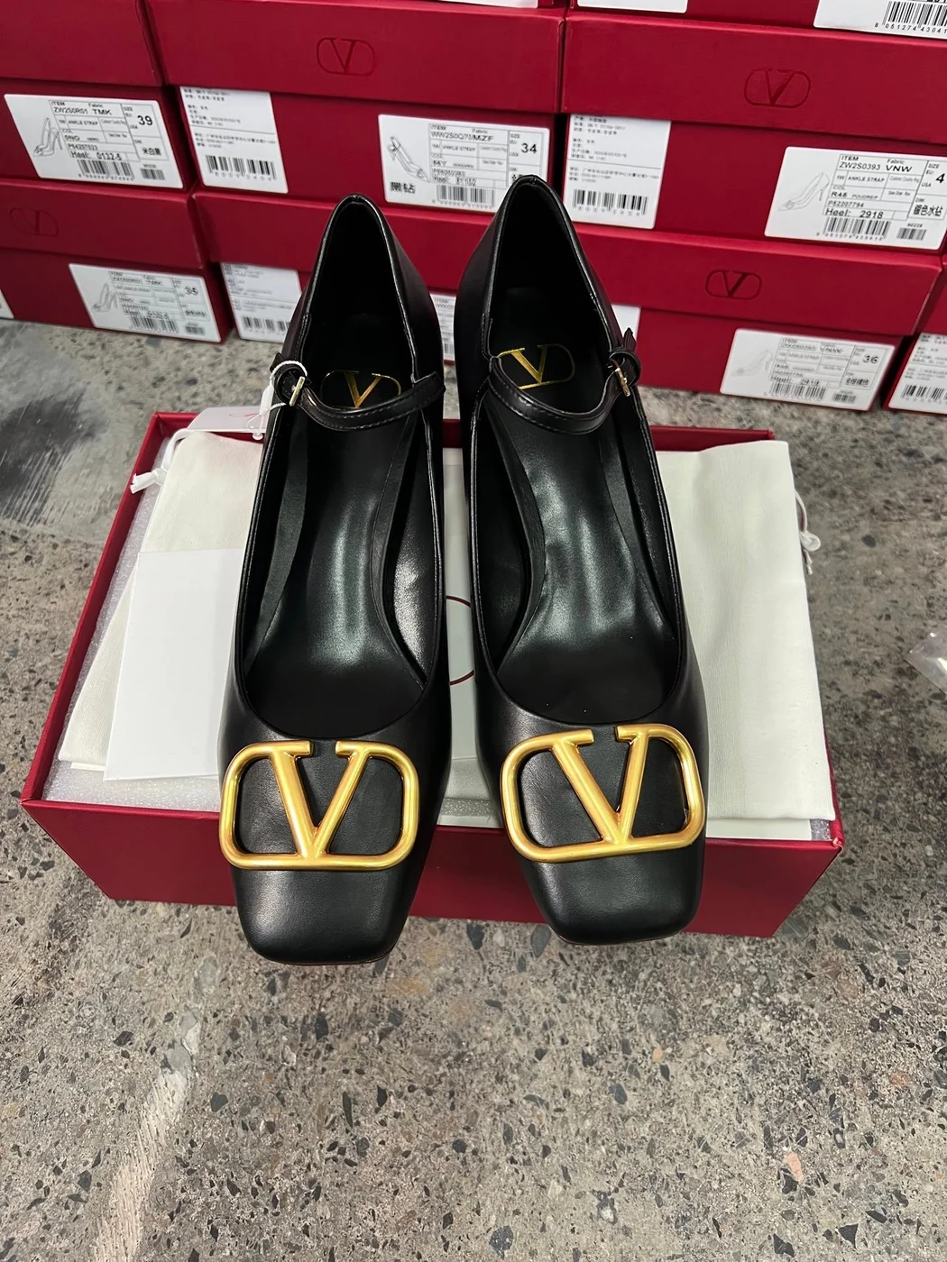Valentino Women Black Leather Heels product view 3