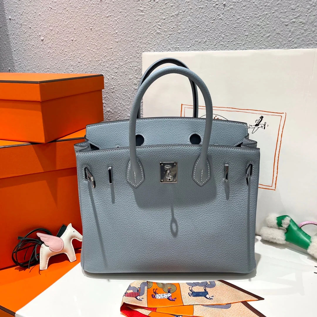 Hermès Birkin 30 cm Cloud Blue Togo Leather Silver Hardware Bag product view 2