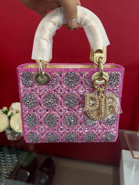Dior Lady Bag Metallic Calfskin Satin with Rose Des Vent product view 1