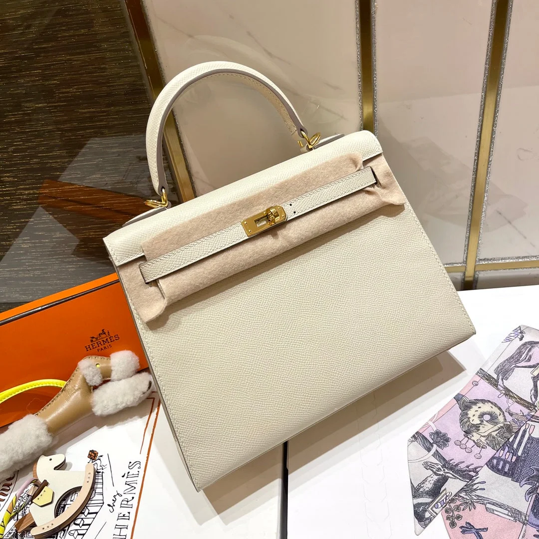 Hermès 25 cm White Epsom Leather Gold Hardware Bag product view 5