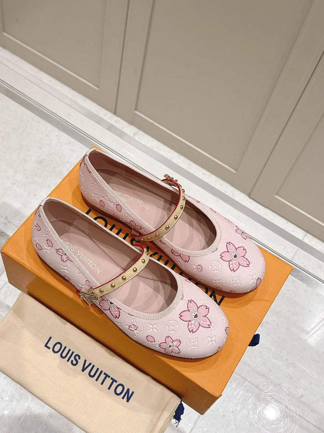 Louis Vuitton Women Pink Patterned Leather Mary Janes product view 1