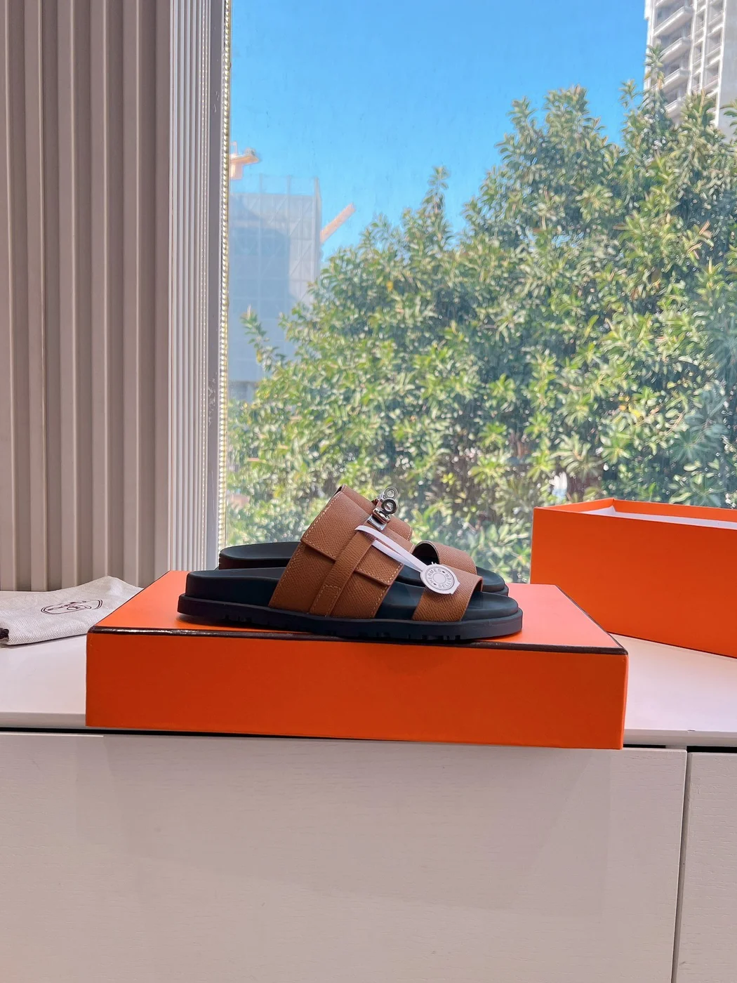 Hermès Women Brown Leather Straps Sandals product view 2