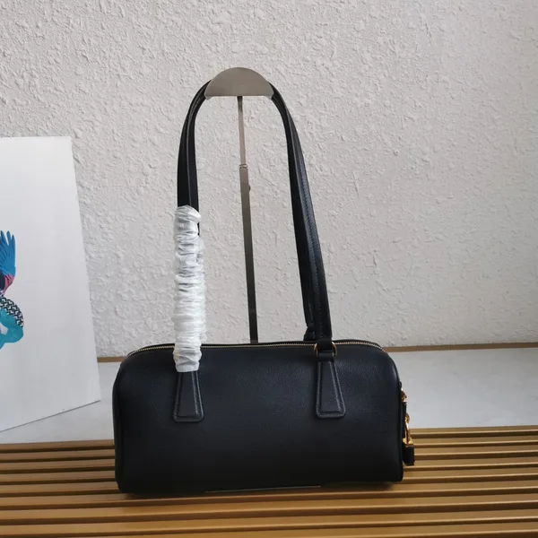 Prada Black Medium leather top-handle bag with padlock product view 5