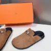 Hermès Women Brown Haircalf Leather Slippers product view 4