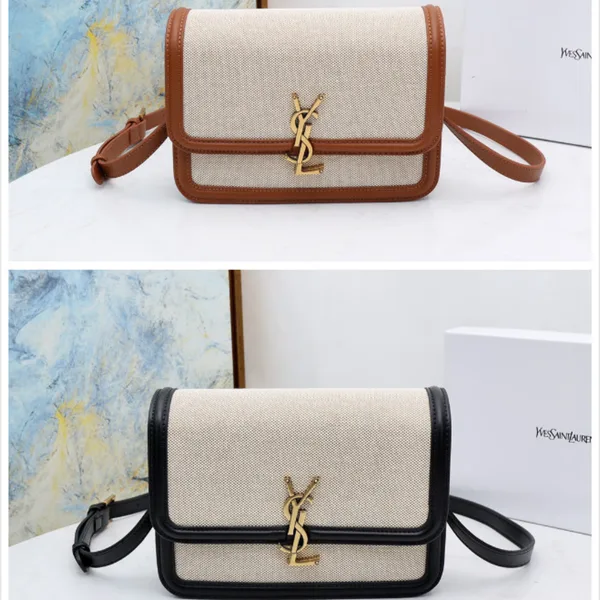 Saint Laurent Solferino Medium Cotton And Leather Shoulder Bag product photo
