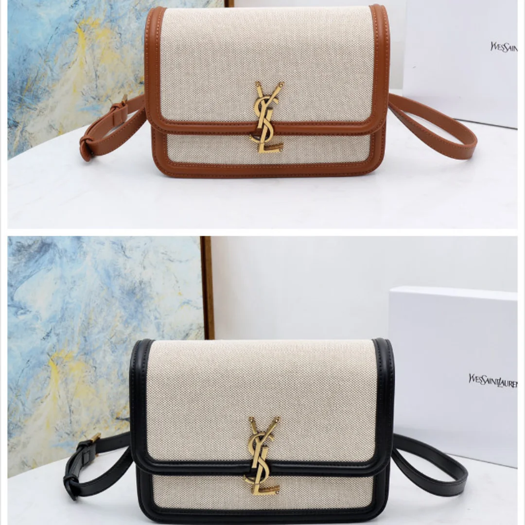 Saint Laurent Solferino Medium Shoulder Bag with Contrast Trim product view 1