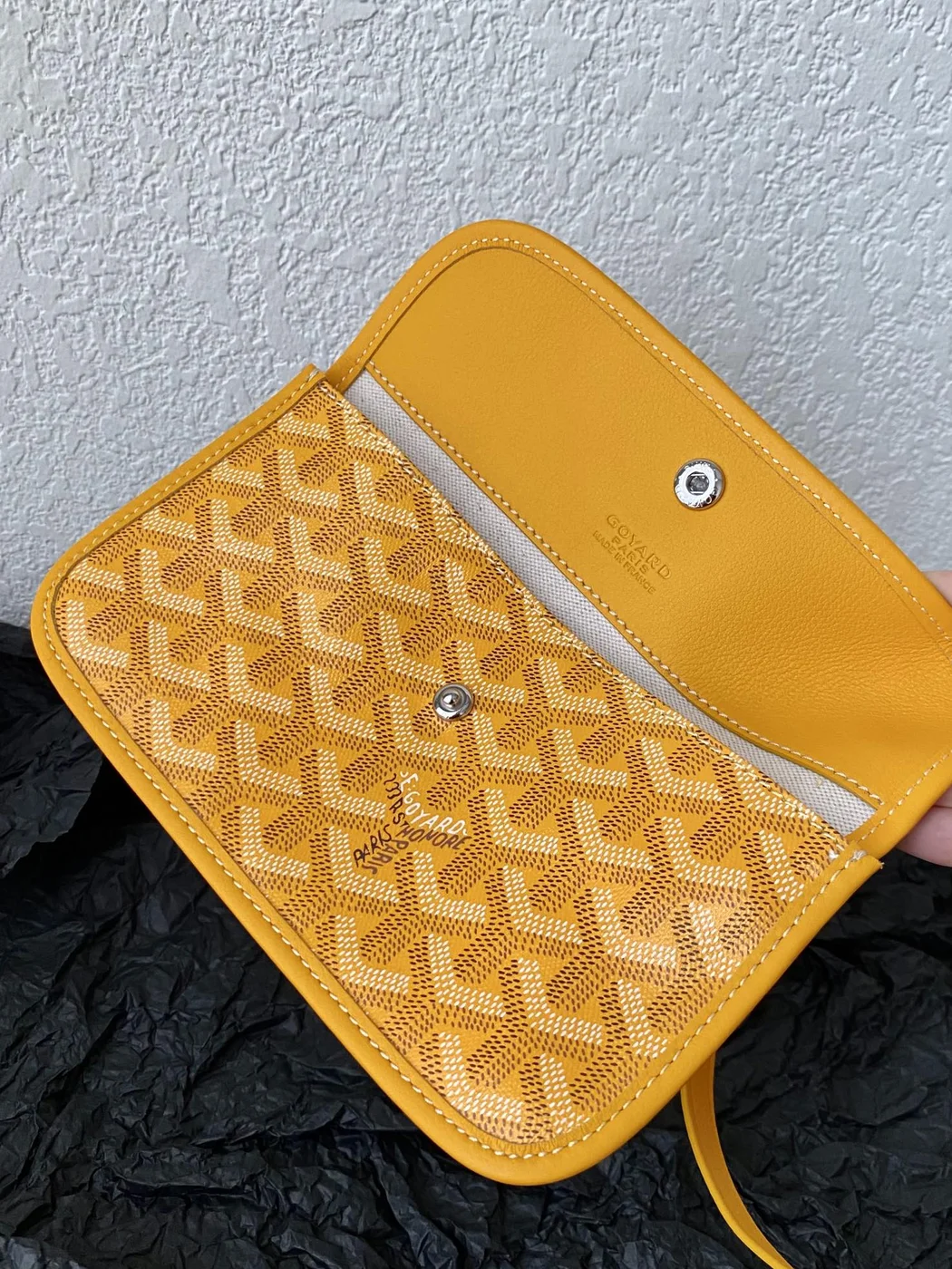 Goyard Yellow Goyardine Canvas  Chevroches Calfskin Saint Louis PM Tote product view 8