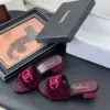 Chanel Women Burgundy Velvet Slide Sandals product view 2