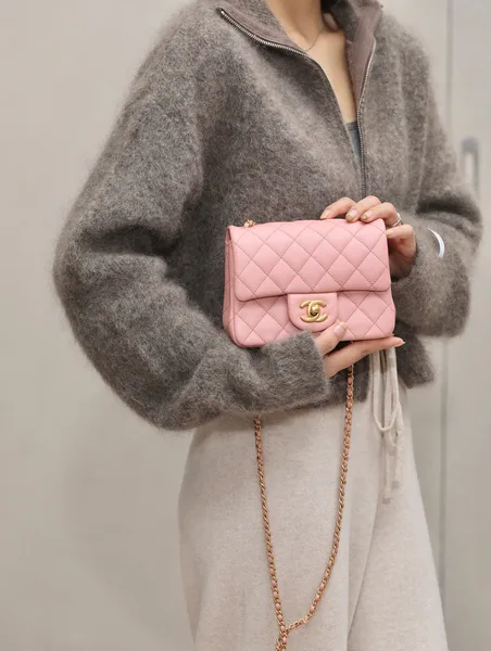 Chanel Classic Woman’s Handbag Pink With Bag Handle Bell 18 cm product view 5